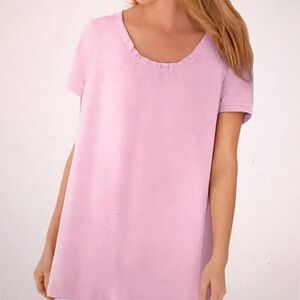 WOMAN WITHIN 100% Cotton Short Sleeve Tunic Pink Tee Shirt Women’s Plus Size 2X